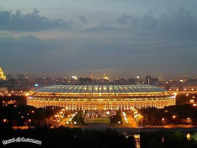  Россия  Москва  Стадион Лужники. Вид с Воробьевых. После заката.Лето 2003