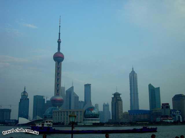  Китай  Вид на "Сити"  Шанхая, вечер...