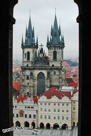  Чехия  Прага  Прага. Вид с Ратуши на Костел Девы Марии