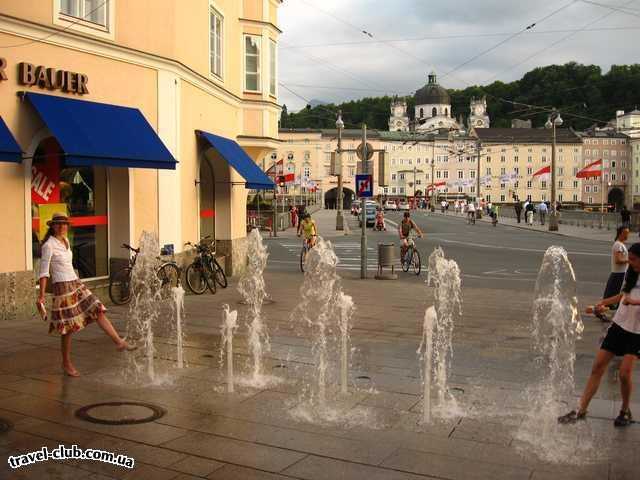  Австрия  Зальцбург  Правая сторона реки Зальцах - новая часть города