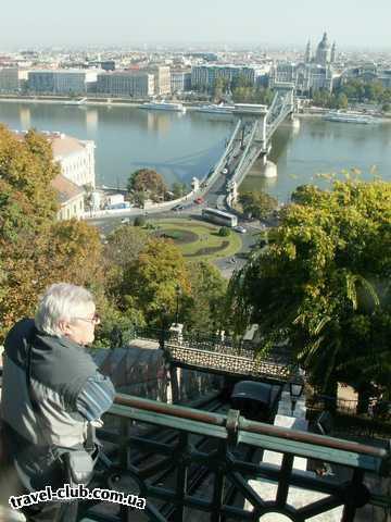  Венгрия  Будапешт  Rege  Будапешт. Вид на Цепной мост с верхней станции фуникул