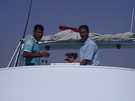  Египет  Хургада  Grand azur (horizon) 4*  Прогулка на яхте. Слева капитан, справа наш гид от Skyway - 