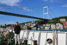  Турция  Стамбул  Мост через Босфор. Теплоход Омега.