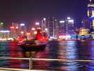 > Китай > Гонконг (Сянган)  Ночной Гонконг и джонка-призрак.